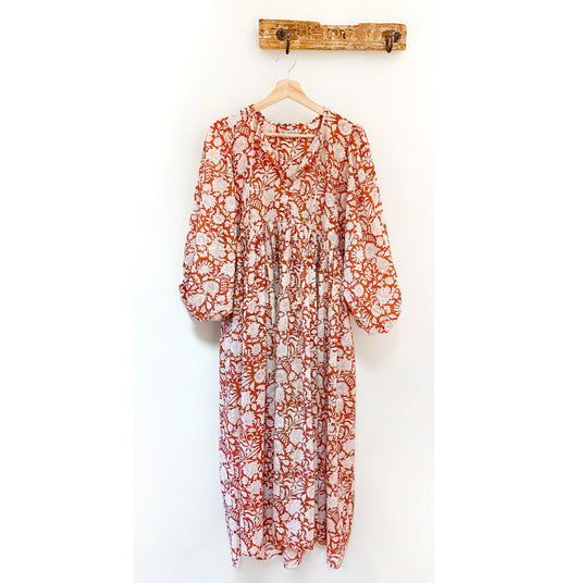 Prairie Dress Cotton Maxi - Rust
