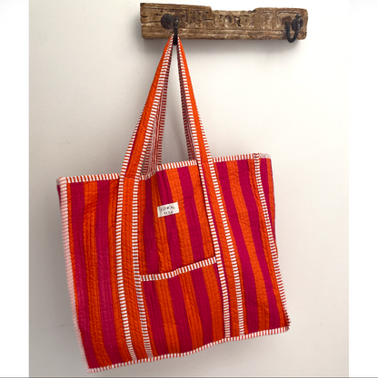 Oversized Totes - Orange Stripe