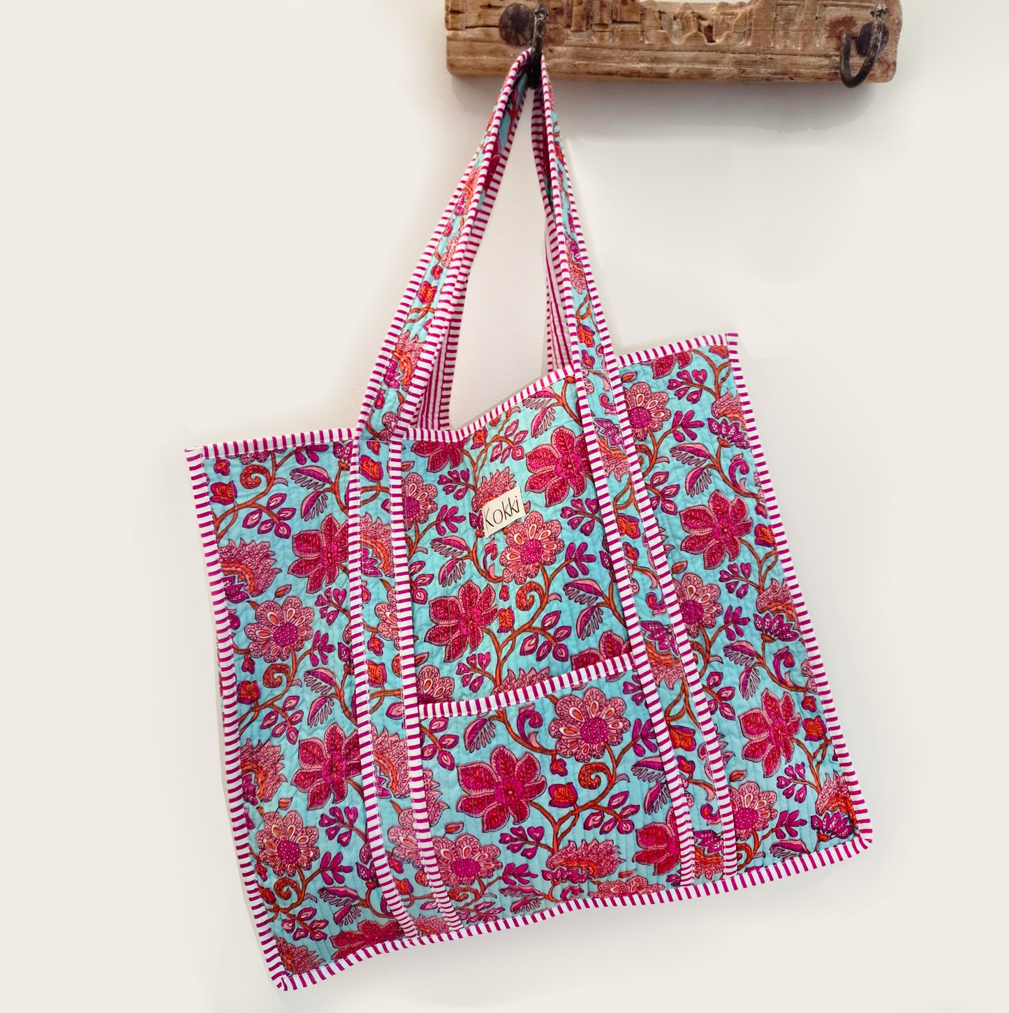 Large Kantha Tote - Penelope Blue