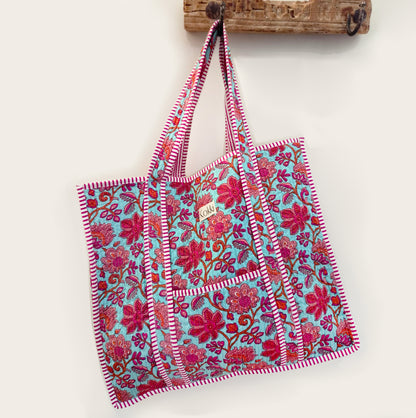 Large Kantha Tote - Penelope Blue