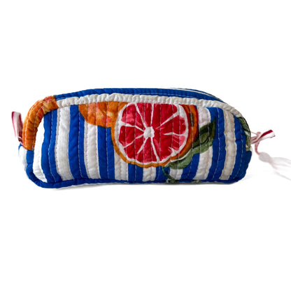 Mini zip-up bag - Tuscan blue Stripe