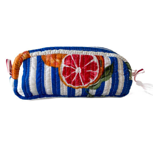 Mini zip-up bag - Tuscan blue Stripe